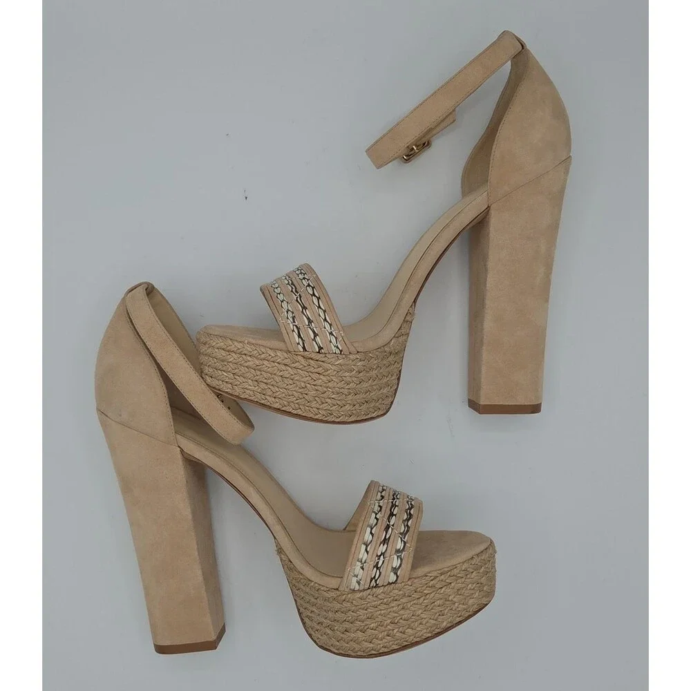 Alexandre Birman Nude Mono Alice Platform Block Heel Sandals Shoes Size 41 US 11